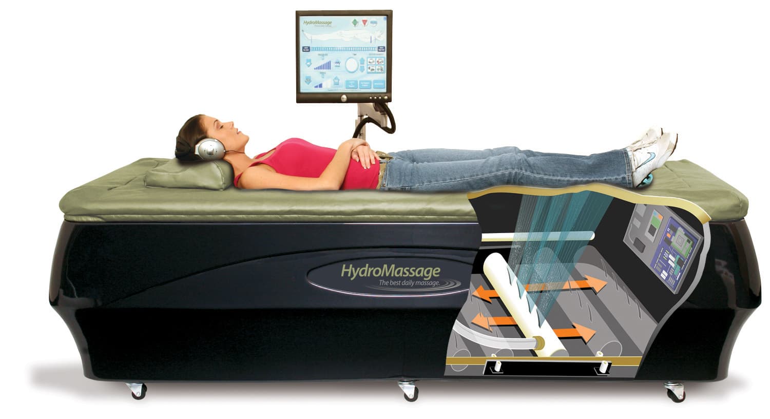 The HydroMassage bed, a heated water massage taken fully clothed